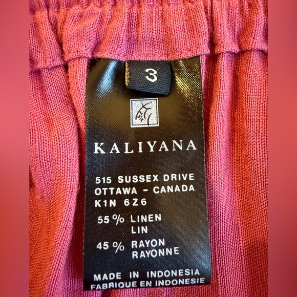 Kaliyana linen blend skirt Lagenlook pockets elastic waist asymmetrical artsy - Picture 6 of 7